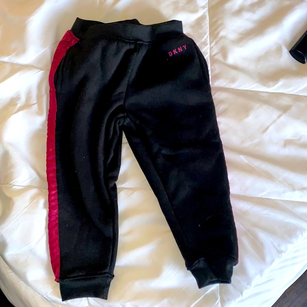 DKNY joggers toddler girl 2T pink stripe